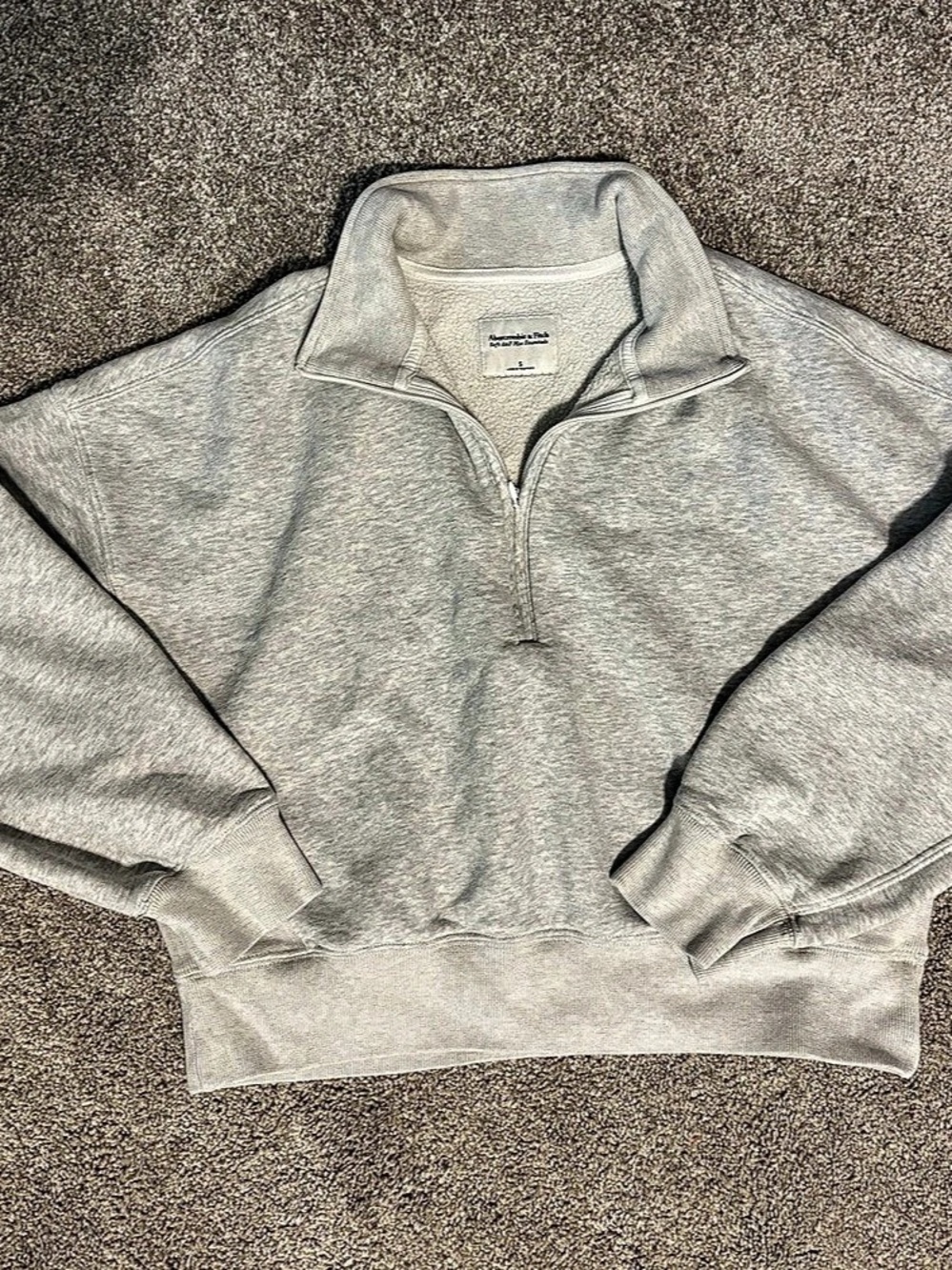 Abercrombie & Fitch Sunday Half-Zip Sweatshirt Size Small Gray